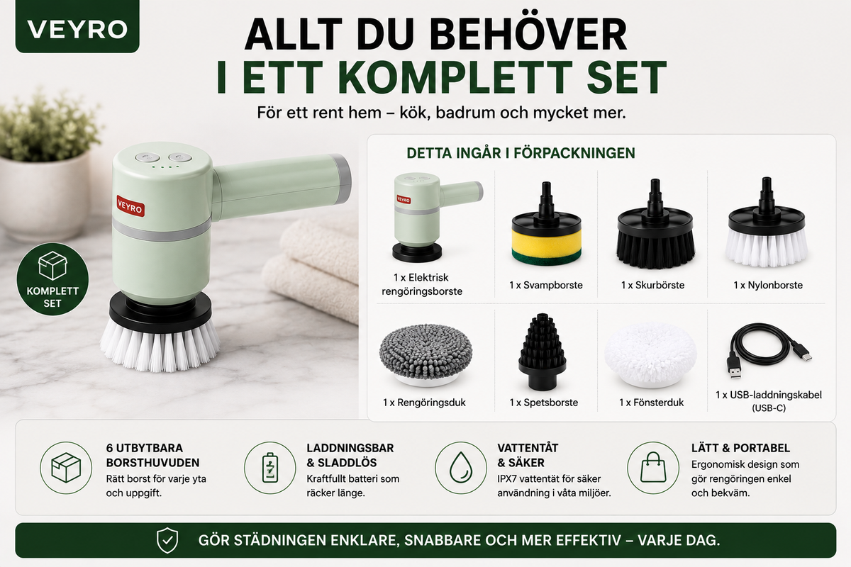 Veyro™ Elektrisk Rengöringsborste – 6-i-1